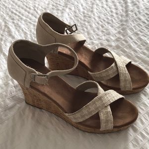 Toms wedges size 11, worn only a few times.